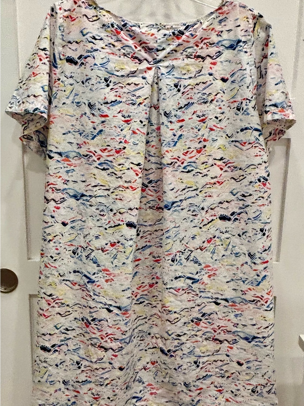 COS Multicolor Brushstroke Print Top in White, Navy, Yellow, Red - Picture 7 of 7